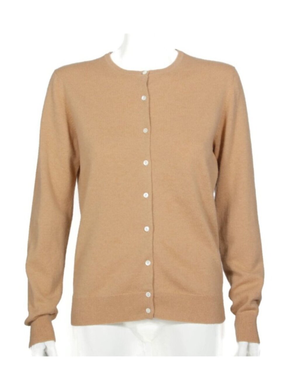 BROOKS BROTHERS 100% Cashmere Tan Button up Cardigan Sweater Women size M /395